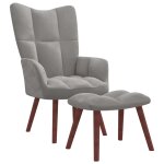 Vidaxl chaise de relaxation avec repose - pied gris clair velours