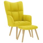Vidaxl chaise de relaxation avec repose - pied jaune clair tissu