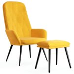 Vidaxl chaise de relaxation avec repose - pied jaune moutarde velours