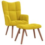 Vidaxl chaise de relaxation avec repose - pied jaune moutarde velours