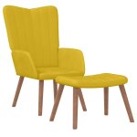 Vidaxl chaise de relaxation avec repose - pied jaune moutarde velours