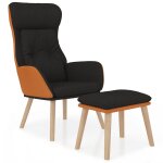 Vidaxl chaise de relaxation avec repose - pied noir similicuir et tissu