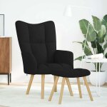 Vidaxl chaise de relaxation avec repose - pied noir tissu Vidaxl chaise de relaxation avec repose - pied noir tissu
