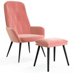 Vidaxl chaise de relaxation avec repose - pied rose velours