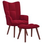 Vidaxl chaise de relaxation avec repose - pied rouge bordeaux velours Vidaxl chaise de relaxation avec repose - pied rouge bordeaux velours