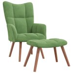 Vidaxl chaise de relaxation avec repose - pied vert clair velours