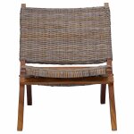Vidaxl chaise de relaxation rotin kubu naturel et bois d'acajou massif
