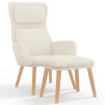 Vidaxl chaise de relaxation avec tabouret blanc cr�me velours