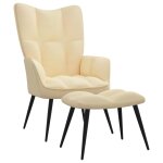 Vidaxl chaise de relaxation avec tabouret blanc crème velours Vidaxl chaise de relaxation avec tabouret blanc crème velours