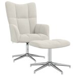 Vidaxl chaise de relaxation avec tabouret blanc crme velours