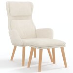Vidaxl chaise de relaxation avec tabouret blanc cr�me velours