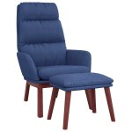 Vidaxl chaise de relaxation avec tabouret bleu tissu