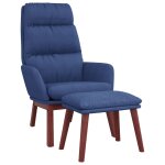 Vidaxl chaise de relaxation avec tabouret bleu tissu