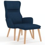 Vidaxl chaise de relaxation avec tabouret bleu velours