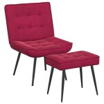 Vidaxl chaise de relaxation avec tabouret bordeaux velours