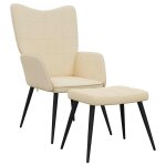 Vidaxl chaise de relaxation avec tabouret crème tissu Vidaxl chaise de relaxation avec tabouret crème tissu