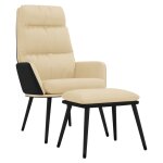 Vidaxl chaise de relaxation avec tabouret cr�me tissu et similicuir
