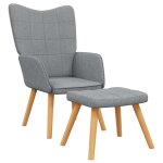 Vidaxl chaise de relaxation avec tabouret gris clair tissu