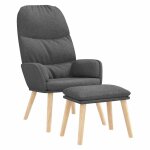 Vidaxl chaise de relaxation avec tabouret gris clair tissu