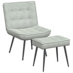 Vidaxl chaise de relaxation avec tabouret gris clair velours