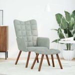 Vidaxl fauteuil relax avec tabouret en velours gris clair Vidaxl fauteuil relax avec tabouret en velours gris clair