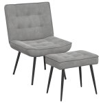 Vidaxl chaise de relaxation avec tabouret gris clair velours