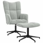 Vidaxl chaise de relaxation avec tabouret gris clair velours
