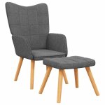 Vidaxl chaise de relaxation avec tabouret gris fonc� tissu