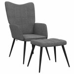 Vidaxl chaise de relaxation avec tabouret gris fonc� tissu