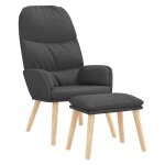 Vidaxl chaise de relaxation avec tabouret gris fonc� tissu