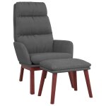 Vidaxl chaise de relaxation avec tabouret gris fonc� tissu