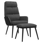 Vidaxl chaise de relaxation avec tabouret gris fonc� tissu similicuir