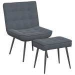 Vidaxl chaise de relaxation avec tabouret gris fonc velours