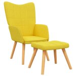 Vidaxl chaise de relaxation avec tabouret jaune moutarde tissu