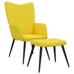 Vidaxl chaise de relaxation avec tabouret jaune moutarde tissu