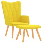 Vidaxl chaise de relaxation avec tabouret jaune moutarde tissu