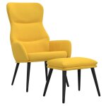 Vidaxl chaise de relaxation avec tabouret jaune moutarde tissu