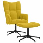 Vidaxl chaise de relaxation avec tabouret jaune moutarde velours