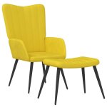 Vidaxl chaise de relaxation avec tabouret jaune moutarde velours