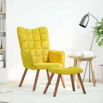 Vidaxl fauteuil relax avec tabouret en velours jaune Vidaxl fauteuil relax avec tabouret en velours jaune