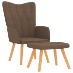 Vidaxl chaise de relaxation avec tabouret marron tissu