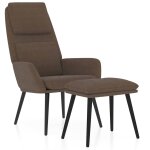 Vidaxl chaise de relaxation avec tabouret marron tissu