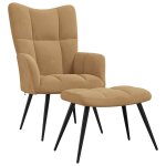 Vidaxl chaise de relaxation avec tabouret marron velours
