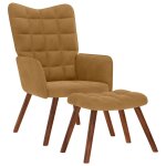 Vidaxl chaise de relaxation avec tabouret marron velours
