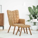 Vidaxl chaise de relaxation avec tabouret marron velours