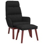 Vidaxl chaise de relaxation avec tabouret noir tissu