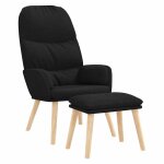 Vidaxl chaise de relaxation avec tabouret noir tissu