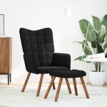 Vidaxl fauteuil relax avec tabouret en velours noir
