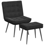Vidaxl chaise de relaxation avec tabouret noir velours