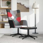 Vidaxl chaise de relaxation avec tabouret patchwork tissu